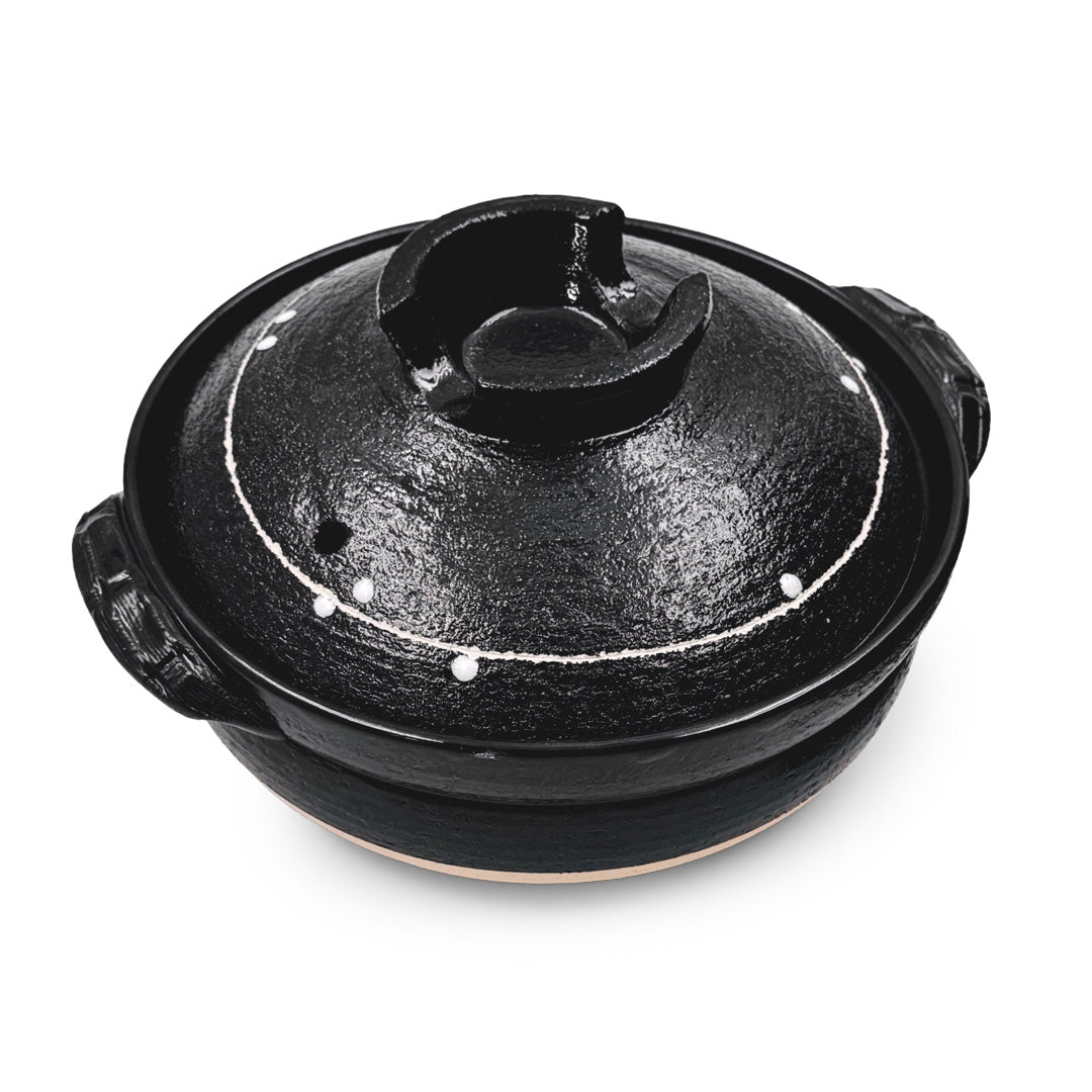 Kuroyu Black x White Line Banko Donabe Clay Pot 47 fl oz / 8.5