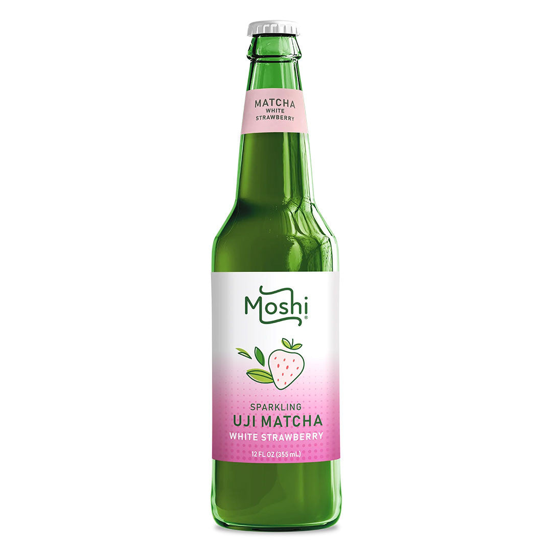 Moshi Sparkling Uji Matcha Drink White Strawberry 12 fl oz (355ml